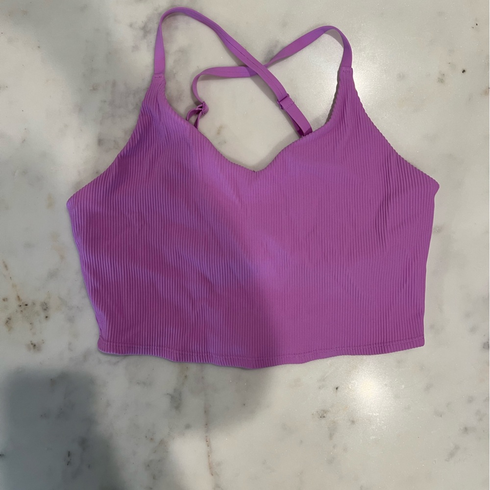 Athleta Purple Ribbed Cropped Bra - Size Large